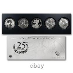 2011 1 oz Silver American Eagle 5-Coin 25th Anniversary Set OGP STOCK U2635