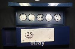 2011 25TH ANNIVERSARY 5-COIN AMERICAN SILVER EAGLE SET IN OGP WithCOA