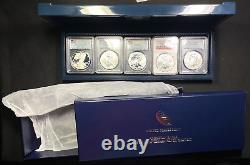 2011 25th Anniversary 5-coin American Silver Eagle Set Pcgs/ngc 68/69/70 In Ogp