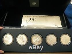 2011 25th Anniversary Silver American Eagle 5-Coin Set U. S. Mint COA