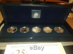 2011 25th Anniversary Silver Eagle 5 coin set 1st Reverse Proof & Unc S Mint