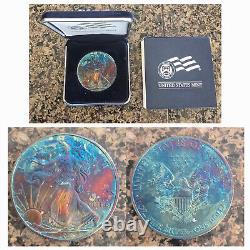 2011 American Silver Eagle Monster Blue Toned Toning ASE Rainbow Toned