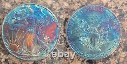 2011 American Silver Eagle Monster Blue Toned Toning ASE Rainbow Toned