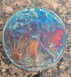 2011 American Silver Eagle Monster Blue Toned Toning ASE Rainbow Toned