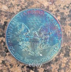 2011 American Silver Eagle Monster Blue Toned Toning ASE Rainbow Toned