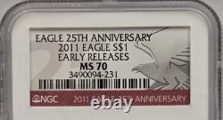 2011 Eagle S$1 Early Releases MS 70 Eagle 25th Anniversary NGC