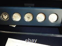 2011 P Reverse Proof Silver Eagle 5 Coin 25th Anniversary Set W Box/coa S W