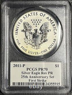 2011 P/WithS 25th Anniversary Silver Eagle Mercanti First Strike set PR70 MS70