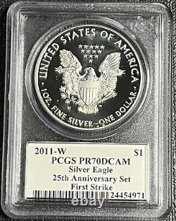 2011 P/WithS 25th Anniversary Silver Eagle Mercanti First Strike set PR70 MS70