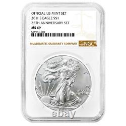 2011-S $1 1-oz Burnished American Silver Eagle 25th Anniversary NGC MS69 Brow