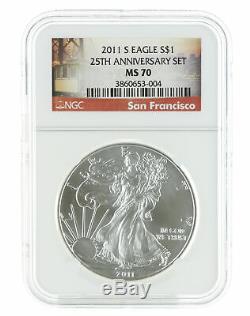 2011-S 1oz Burnished American Silver Eagle MS70 NGC San Francisco Mint