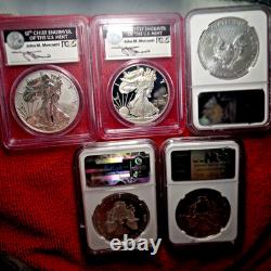 2011 Silver Eagle 25th Anniversary 5 Coin Set src=https/