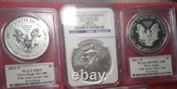 2011 Silver Eagle 25th Anniversary 5 Coin Set src=https/