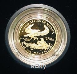 2011-W American Gold Eagle Proof 1/10 oz $5 United States Mint Packaging & COA