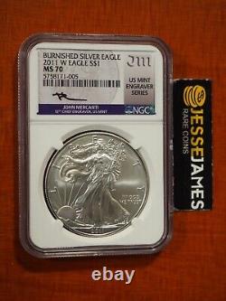 2011 W Burnished Silver Eagle Ngc Ms70 John Mercanti Signed Mint Engraver Series