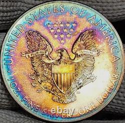 2012 American Silver Eagle 1 oz. 999 Fine Silver Coin Uncirculated rainbow toned