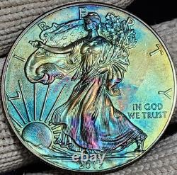 2012 American Silver Eagle 1 oz. 999 Fine Silver Coin Uncirculated rainbow toned