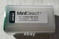 2012 American Silver Eagle APMEX Mint Direct 20 Coin Sealed Roll. 999 Pure BU