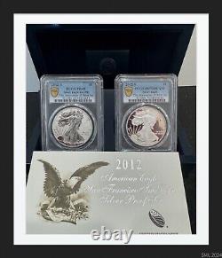 2012 American Silver Eagle Proof 75th Anniversary 2 Coin Set PCGS 70 69