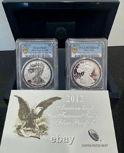 2012 American Silver Eagle Proof 75th Anniversary 2 Coin Set PCGS 70 69