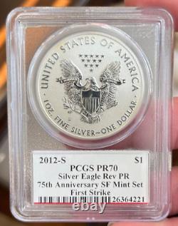 2012 S American Silver Eagle Reverse Proof PCGS PR70 1st Strike Mercanti