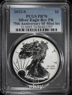 2012-S Reverse Proof American Silver Eagle PCGS PR 70 SF Mint 75th Anniv