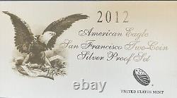 2012 S Reverse Proof Silver Eagle 2 Coin San Francisco Set With Box/coa