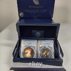 2012 S Silver Eagle PCGS Proof 69/68 75th Anniversary, Toned? Toning 2 Coin Set