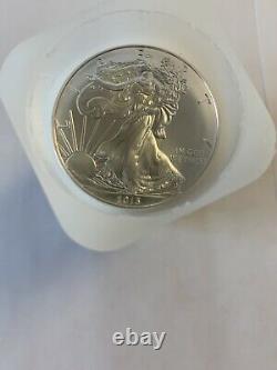 2013 American Silver Eagle 1 oz. 999 Silver 1 roll of 20 BU Coins in Mint Tube