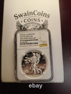 2013-W American Silver Eagle SP70 ENHANCED Finish West Point NGC E-148