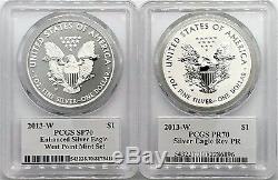 2013-W Enhanced/Rev Pr Silver Eagle SP70/PR70 WP Mint 2 Coin Set PCGS Mercanti