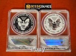 2013 W Reverse Proof & Enhanced Silver Eagle Anacs Pr70 Eu70 First Strike Set