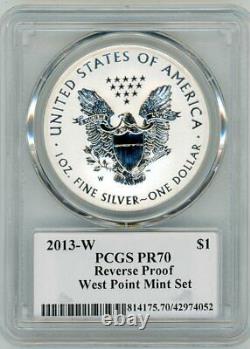 2013-W Silver Eagle Rev. PR70 PCGS West Point Mint Set T. Cleveland blue eagle