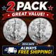 2014 American Silver Eagle 1 Oz. 999 Bu (2 Coins) Lot Free Shipping Us
