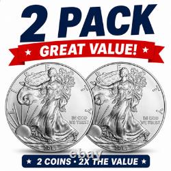 2014 American Silver Eagle 1 oz. 999 BU (2 Coins) Lot Free Shipping US
