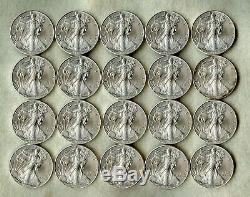 2014 American Silver Eagle Dollar Roll Bu 20 Coins In Mint Tube