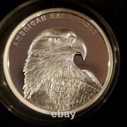 2014 Perth Mint Tuvalu Proof $5 American Bald Eagle High Relief 5 oz 999 Silver