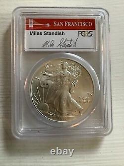 2014 S $1 Silver Eagle PCGS MS70 First Strike Miles Standish
