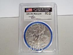 2014 W $1 Burnished Silver Eagle PCGS SP70 Mercanti Signed Mint Engraver Series