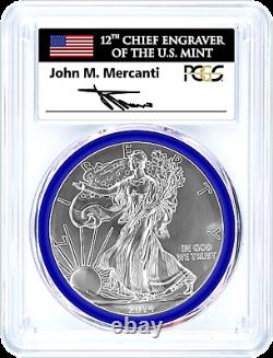 2014-w Mint Engraver Burnished Silver Eagle-pcgs Sp70-mercanti-flag-pop 366