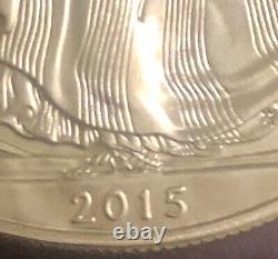 2015 $1 Silver Eagle. 9999 Fine Silver Bullion, Tube, Roll of 20 Coins