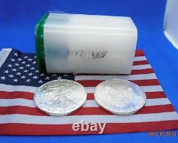 2015 American Silver Eagle ROLL Twenty GEM BU Coins in Mint Tube Original