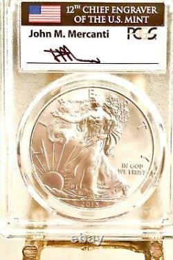 2015-(P) $1 Silver Eagle PCGS MS70 Mercanti Signed. Lowest Minted Eagle