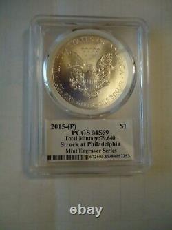 2015(P) American Eagle Silver $1, MS 69 Mercanti MINT ENGRAVER SERIES PCGS