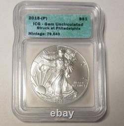 2015 (P) Silver Eagle GEM Struck At Philadelphia 79,640 Minted Read Info In Pics
