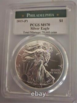 2015 (P) Silver Eagle PCGS MS70 VERY Rare Only 79,640. Big mistake at WP Mint