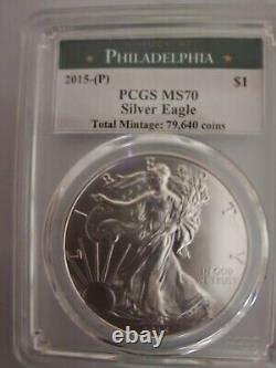 2015 (P) Silver Eagle PCGS MS70 VERY Rare Only 79,640. Big mistake at WP Mint
