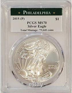 2015-P Silver Eagle Philadelphia Mint Label PCGS MS70 Low Mintage