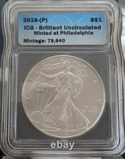 2015-P Us Mint Brilliant Uncirculated Silver Eagle Very Low Mintage 79,640