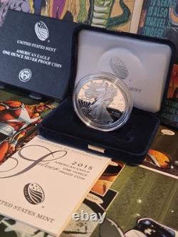 2015-W American Silver Eagle 1 oz Proof Coin OGP Box COA US Mint Gem